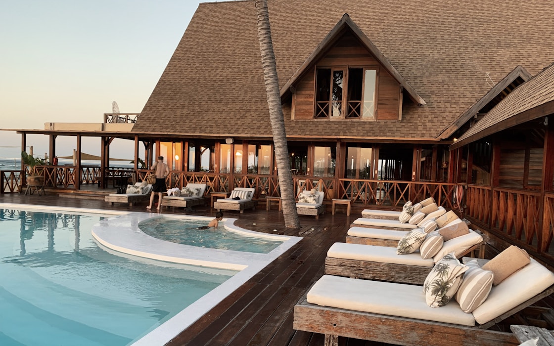 Resort hotel and swimming pool