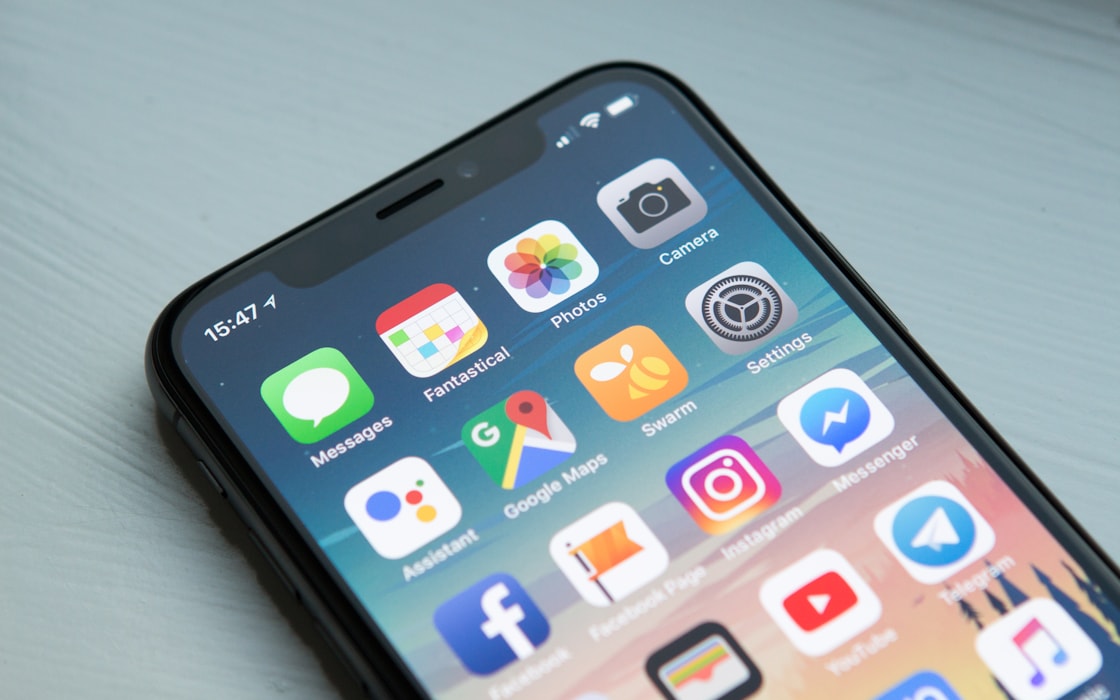 Smartphone displaying mobile applications